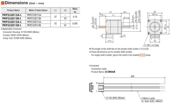 Schrittmotor PKP233D15A-L-130